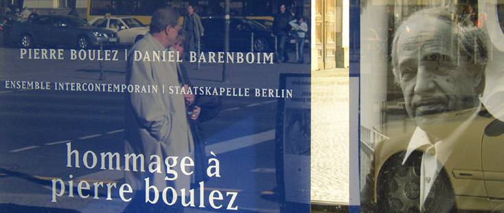 affiche des concerts des quatre-vingts ans de Pierre Boulez, à Berlin (mars2005)