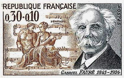 timbre ancien à l'effigie du compositeur Gabriel Fauré