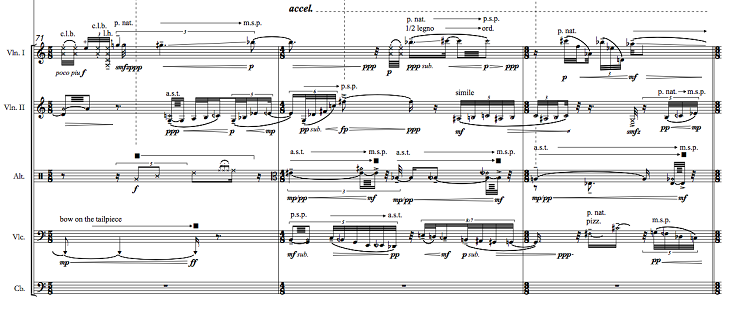 Extrait de la partition d'orchestre de "Cathédrale" d'Augustin Braud (2023)