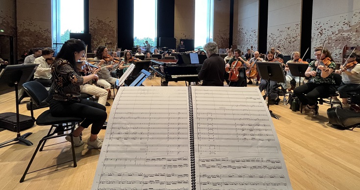 Répétition d'Écoumène, concerto pour piano et orchestre d'Aurélien Dumont