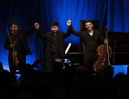 Marc Bouchkov et ses complices Behzod Adburaimov et Narek Hakhnazaryan à Verbier